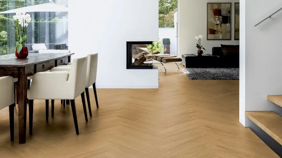 Hywood Herringbone oak in modern dining