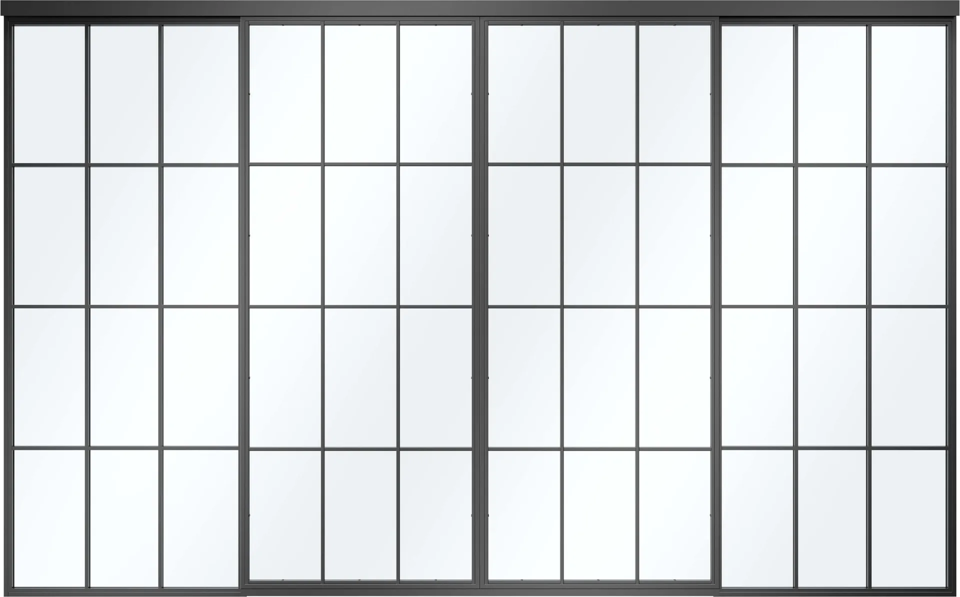 Steel Loft Door Sliding 2 canate side panel slim