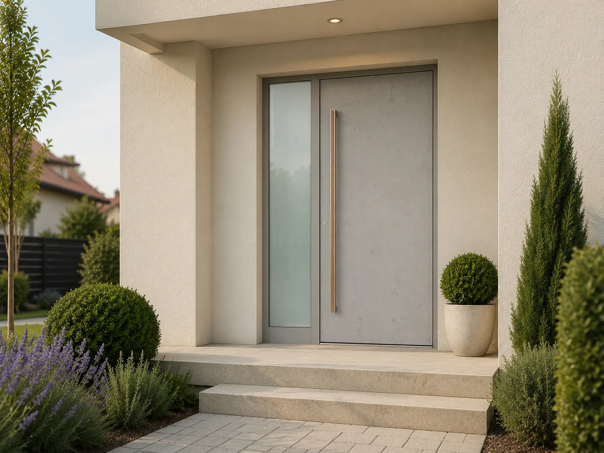 Ușă exterior aluminiu L720 într-un canat — ambient
