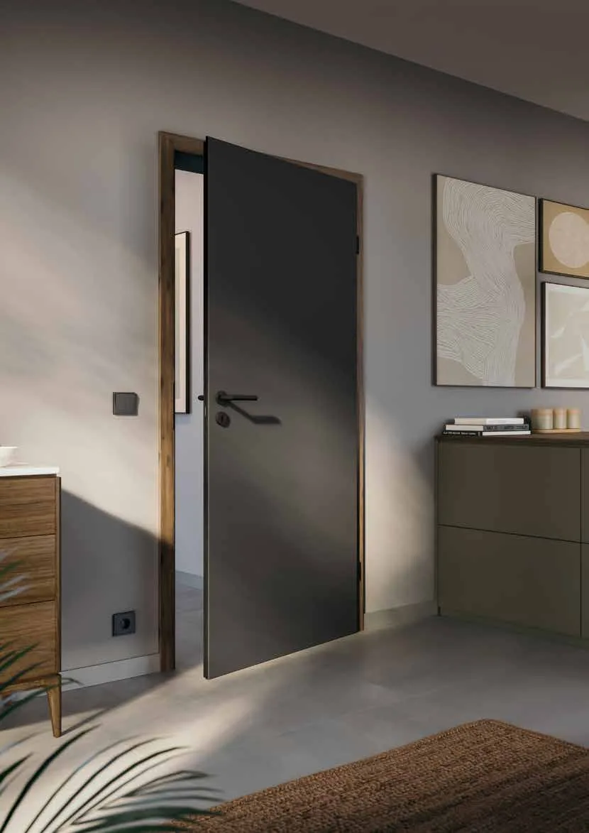 Ușă de interior LEBO Versio Ultramatt antracit, living cu ramă lemn